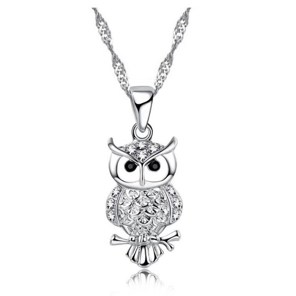 ❤️ 925 Sterling Silver Women Owl Necklace Love Drop Cute Gift